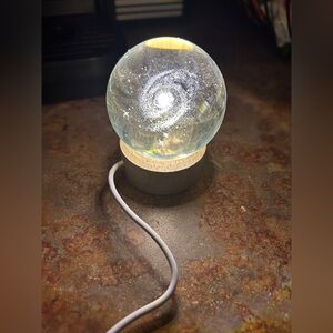 Galaxy Crystal Ball night light with Wooden Base